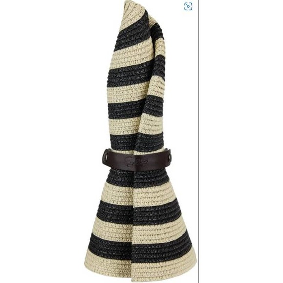 Black Cream Stripe Foldable Packable Travel Sun Hat - Picture 1 of 5